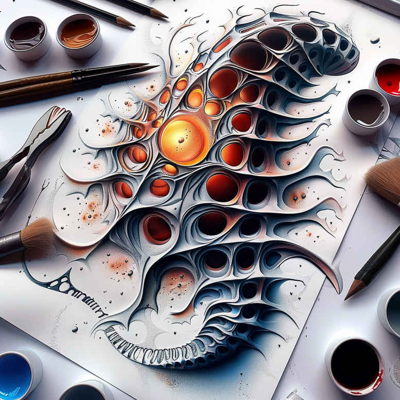 biomechanics tattoo design ideas Surrealism morphic transformation machine elements resilience and power