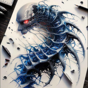 biomechanics tattoo design ideas saturated hues mechanical strength symbolising resilience