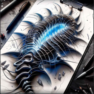 biomechanics tattoo design ideas vivid gradients movement patterns symbolising perseverance