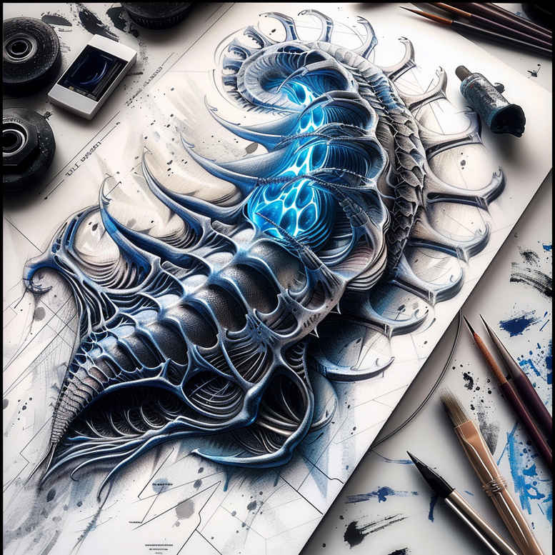 biomechanics tattoo design ideas Realism soft focus muscle activation shows courage