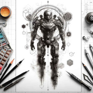 biomechanics tattoo design ideas dreamlike muscle fibers for behind ear