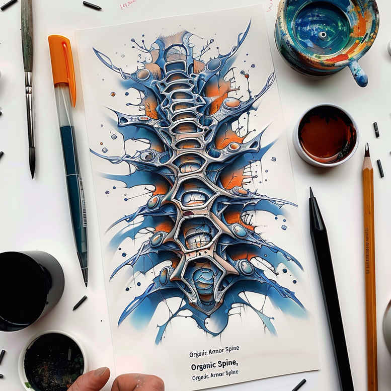 biomechanics tattoo design ideas Realim light and shadow play muscular structure for triceps
