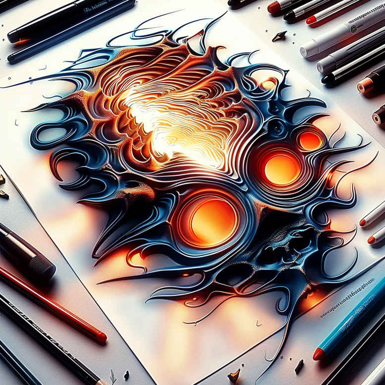 biomechanics tattoo design ideas bold color muscular structure symbolising perseverance