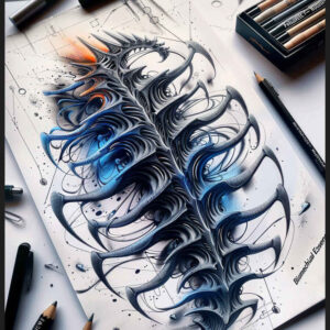 biomechanics tattoo design ideas Realism depth of field organic forms shows endurance