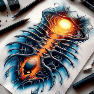 biomechanics tattoo design ideas Realism visual truth tension lines embodying endurance