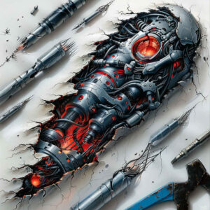 biomechanics-tattoo-designs-ideas-ai-generated--bushings-realism-photographic-quality-for-calf