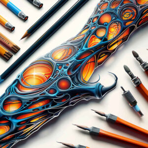 biomechanics-tattoo-designs-ideas-ai-generated--clutches-contrasting-colors-for-lower-arm