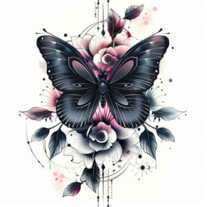 butterflies-moths-dragonflies tattoo design ideas blooming center airy perseverance and power