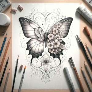 butterflies-moths-dragonflies tattoo design ideas micro line delicate layering for nape