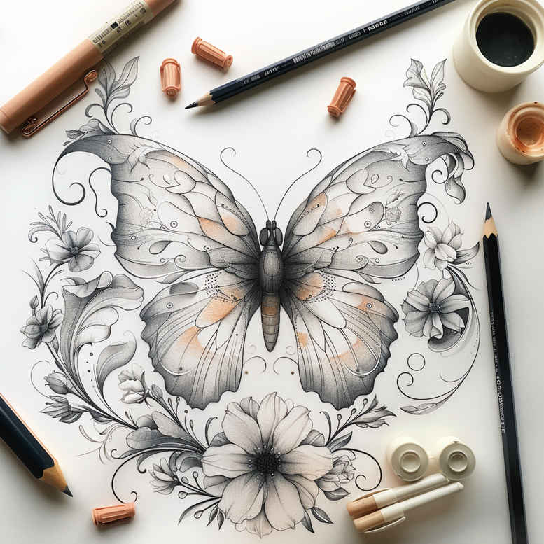 butterflies-moths-dragonflies tattoo design ideas mini geometry delicate silhouettes for upper back