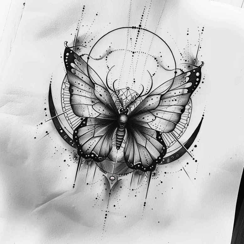 butterflies-moths-dragonflies tattoo design ideas precise delicate wings stands for endurance