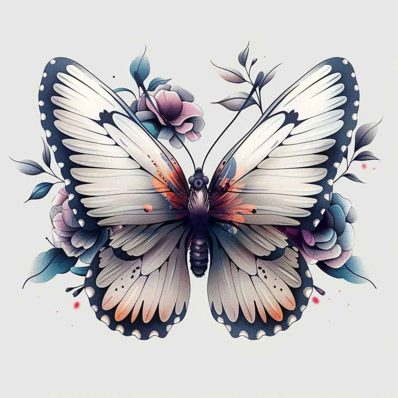 butterflies-moths-dragonflies tattoo design ideas ornamental swirl few strokes for shoulder