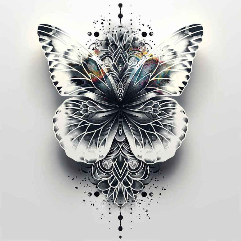 butterflies-moths-dragonflies tattoo design ideas minimal texture fine details for lower chest