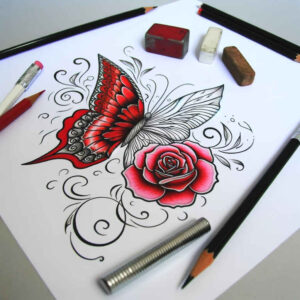 butterflies-moths-dragonflies tattoo design ideas circular lace fine dot symbol of courage