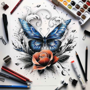 butterflies-moths-dragonflies tattoo design ideas diminutive fine line detail for nape