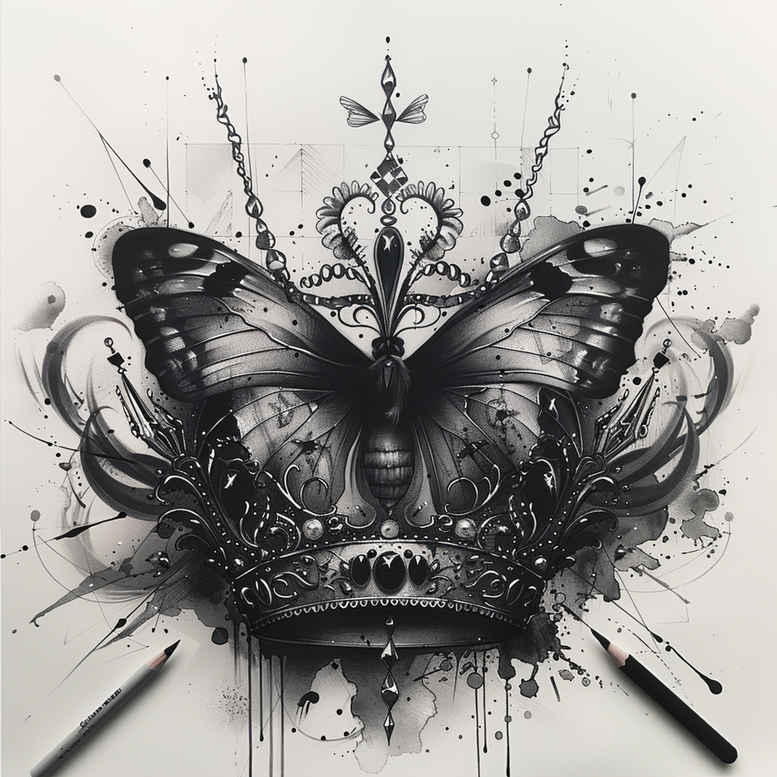 butterflies-moths-dragonflies tattoo design ideas ornamental web fine line embodying strength