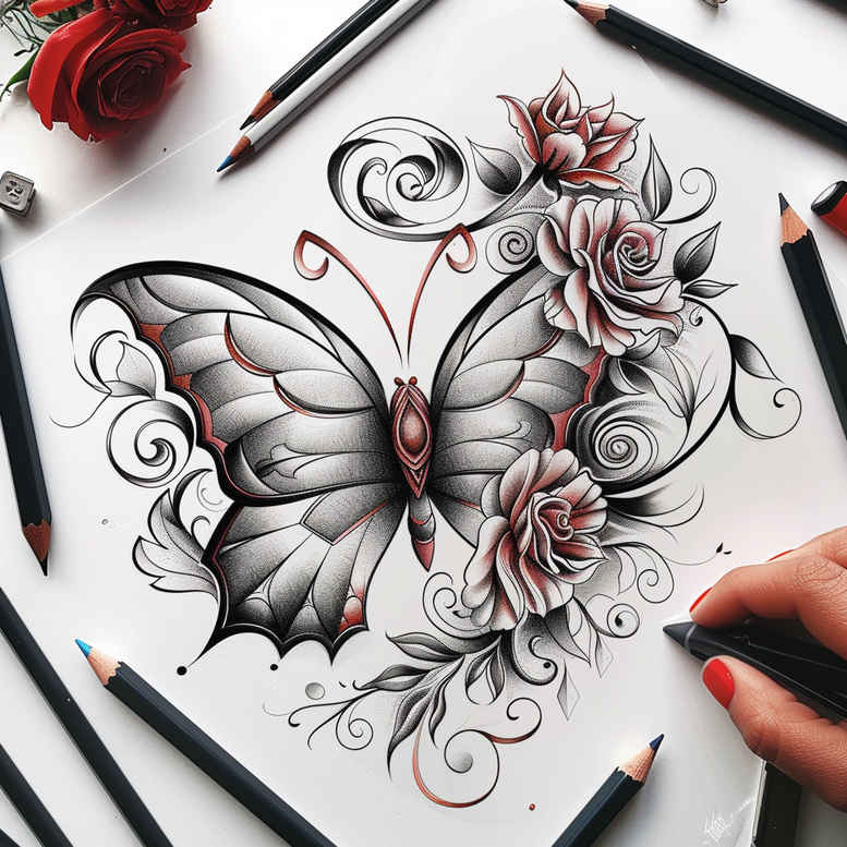 butterflies-moths-dragonflies tattoo design ideas fine dot gentle movement represents strength