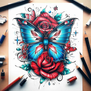 butterflies-moths-dragonflies tattoo design ideas mandala border iconic shows determination