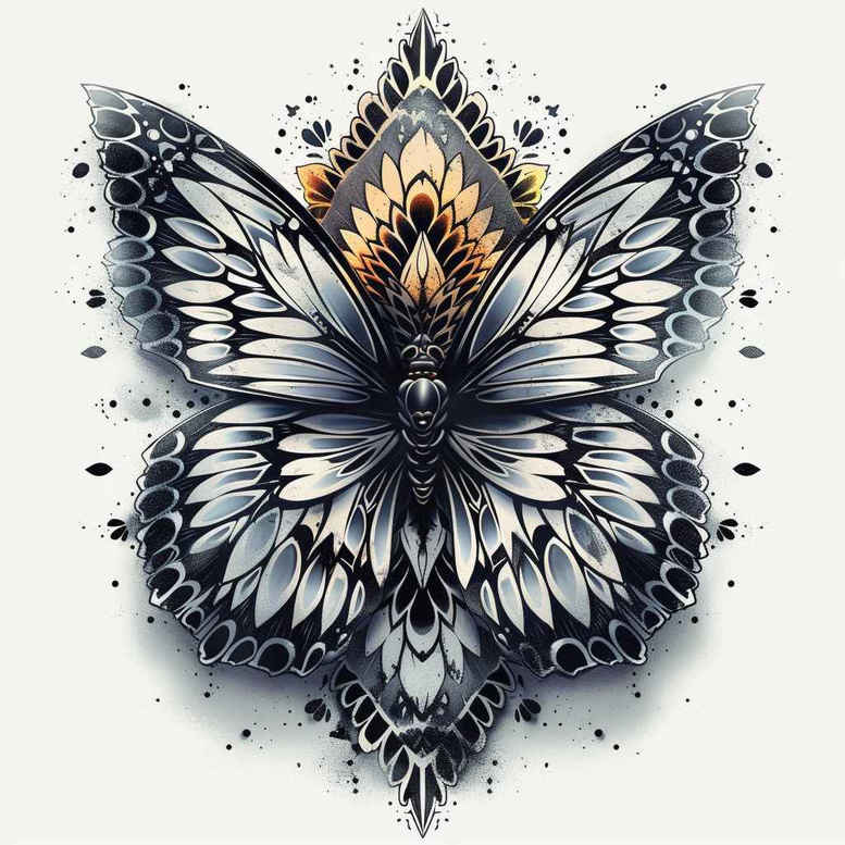 butterflies-moths-dragonflies tattoo design ideas unembellished lifelike depiction for ribs