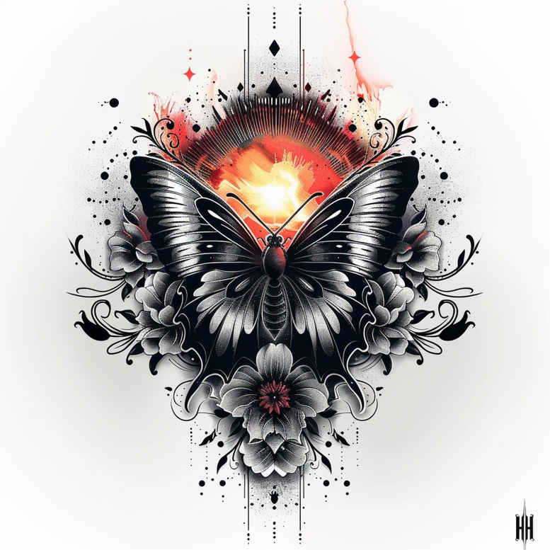 butterflies-moths-dragonflies tattoo design ideas pure shape light play represents perseverance