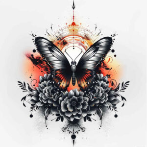 butterflies-moths-dragonflies tattoo design ideas circular lace micro art resilience and power