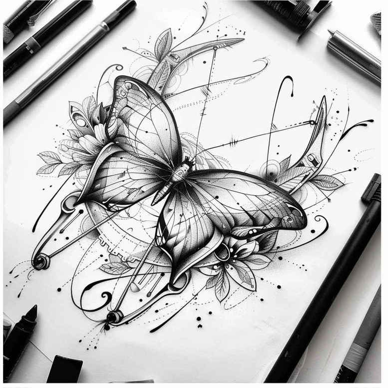butterflies-moths-dragonflies tattoo design ideas complex design micro design shows perseverance