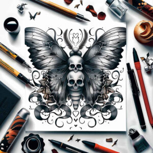 butterflies-moths-dragonflies tattoo design ideas sacred geometry monochrome for wrist side