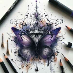 butterflies-moths-dragonflies tattoo design ideas pure outline natural symmetry for toe