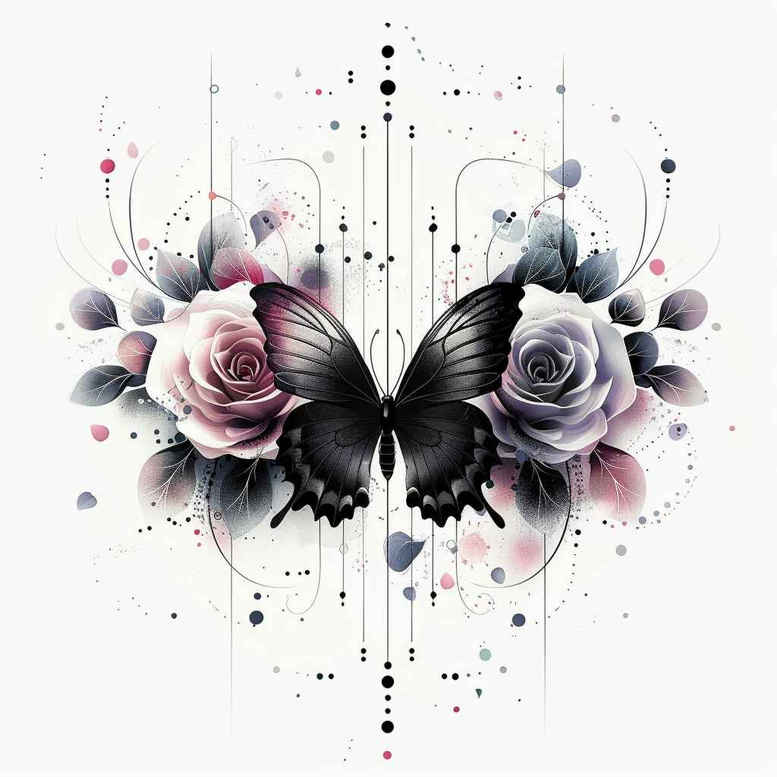 butterflies-moths-dragonflies tattoo design ideas single dot naturalistic style symbol of determination