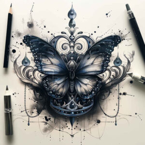butterflies-moths-dragonflies tattoo design ideas dynamic center no excess for behind ear