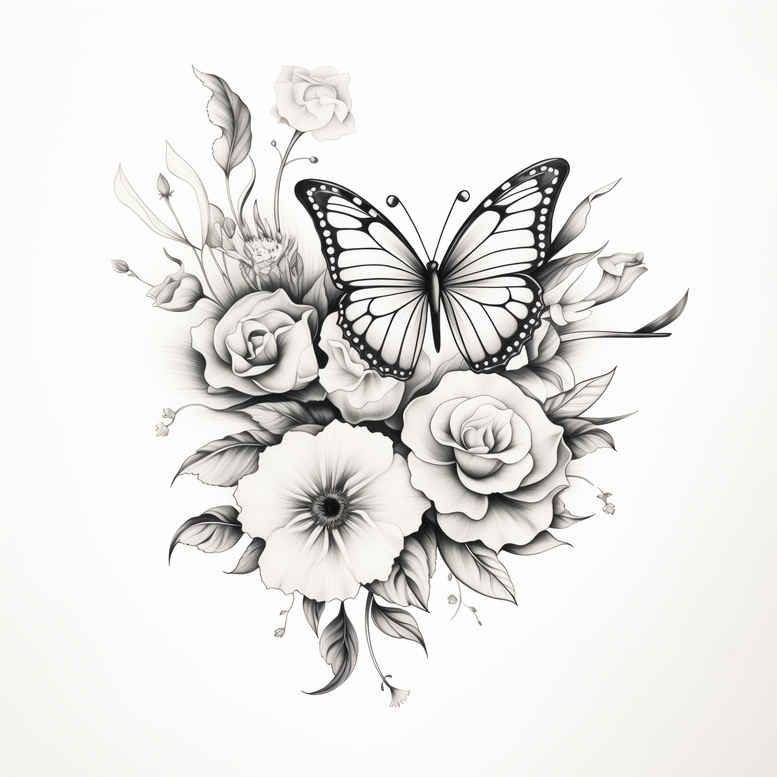 butterflies-moths-dragonflies tattoo design ideas circular lace no shading embodying resilience