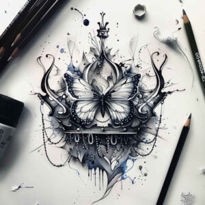 butterflies-moths-dragonflies tattoo design ideas mandala grid open space for temple
