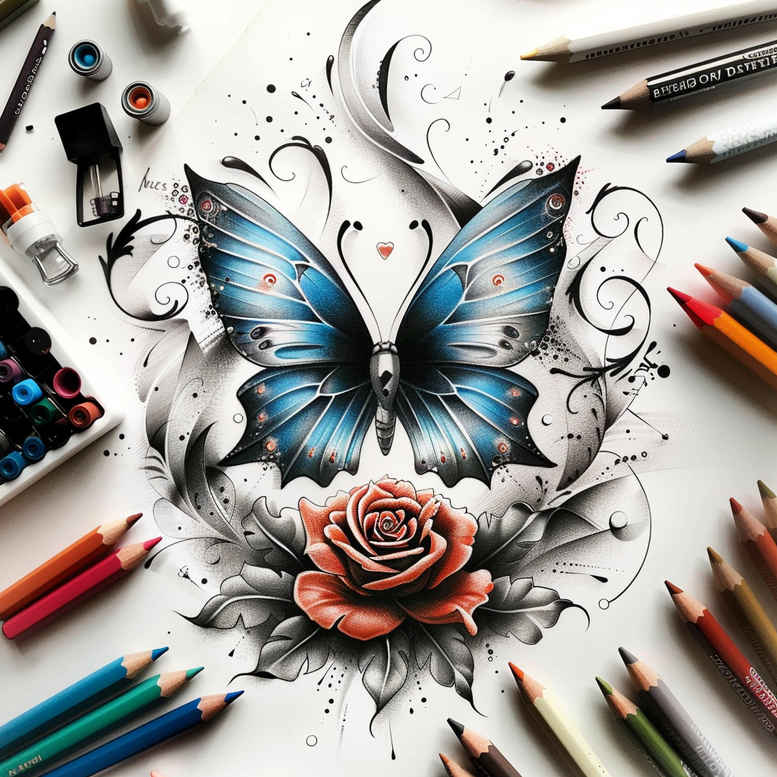 butterflies-moths-dragonflies tattoo design ideas mini geometry pastel hues embodying endurance