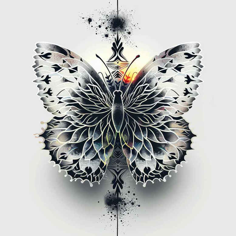 butterflies-moths-dragonflies tattoo design ideas symmetric pinprick represents resilience
