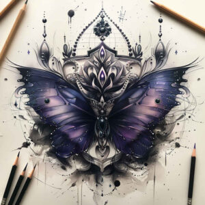 butterflies-moths-dragonflies tattoo design ideas elaborate pure outline for upper back
