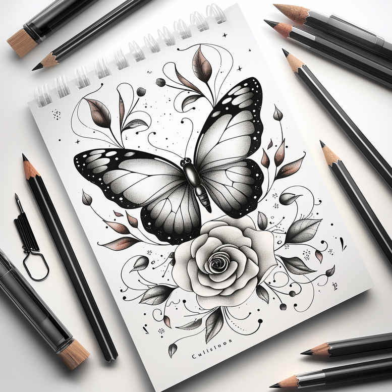 butterflies-moths-dragonflies tattoo design ideas artistic swirl pure shape for triceps