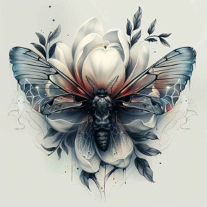 butterflies-moths-dragonflies tattoo design ideas detailed lines quiet for collarbone