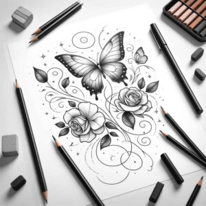 butterflies-moths-dragonflies tattoo design ideas wavy lines simple form stands for endurance