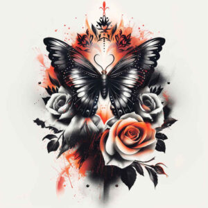 butterflies-moths-dragonflies tattoo design ideas wavy lines single dot for lower arm