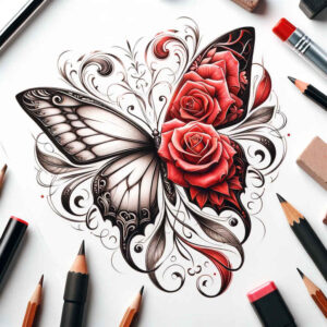 butterflies-moths-dragonflies tattoo design ideas elaborate small detail for upper back
