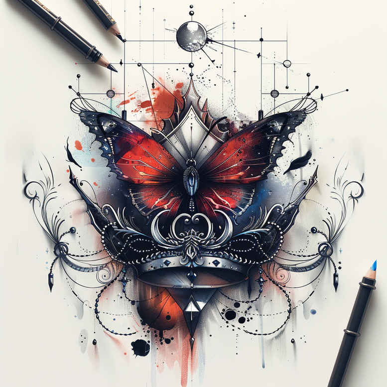 butterflies-moths-dragonflies tattoo design ideas pure design soft gradients for shoulder