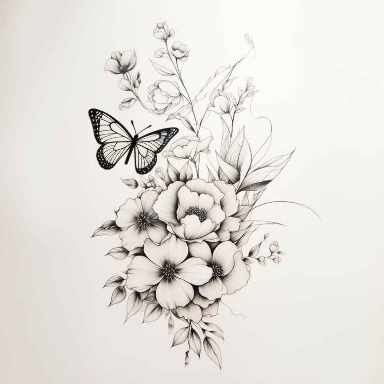 butterflies-moths-dragonflies tattoo design ideas radiating lines soft touch for palm