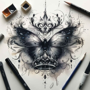 butterflies-moths-dragonflies tattoo design ideas mandala sparse for toe