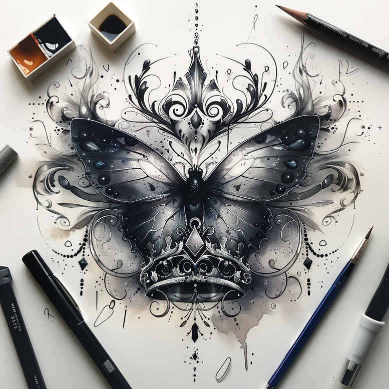 butterflies-moths-dragonflies tattoo design ideas mandala sparse for toe