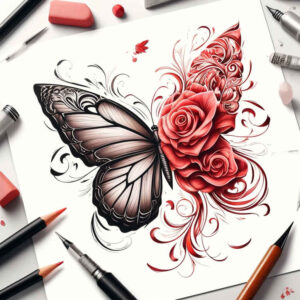 butterflies-moths-dragonflies tattoo design ideas thin script subtle shading for shoulder blade