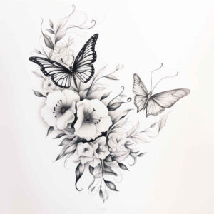butterflies-moths-dragonflies tattoo design ideas complex design subtle shape for upper thigh