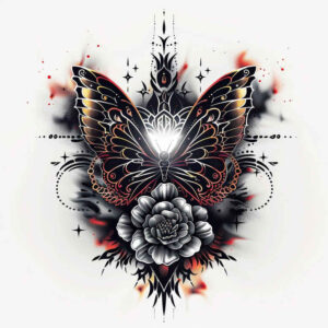 butterflies-moths-dragonflies tattoo design ideas radiating symmetry symbol mark shows courage