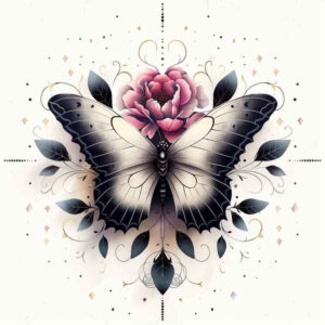 butterflies-moths-dragonflies tattoo design ideas inward focus thin script meaning determination