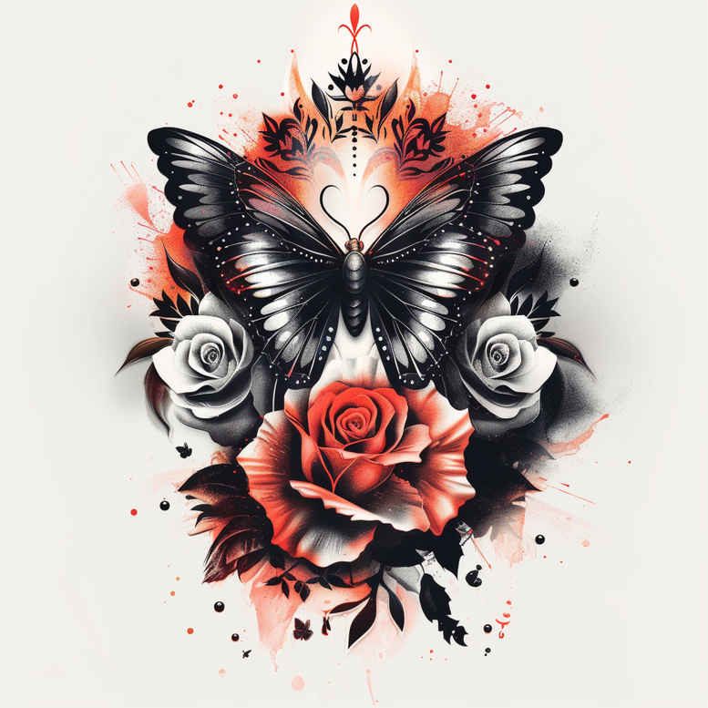butterflies-moths-dragonflies tattoo design ideas decorative ring understated for behind ear
