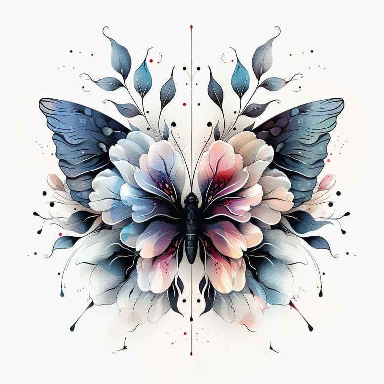butterflies-moths-dragonflies tattoo design ideas monochrome vibrant colors symbol of courage